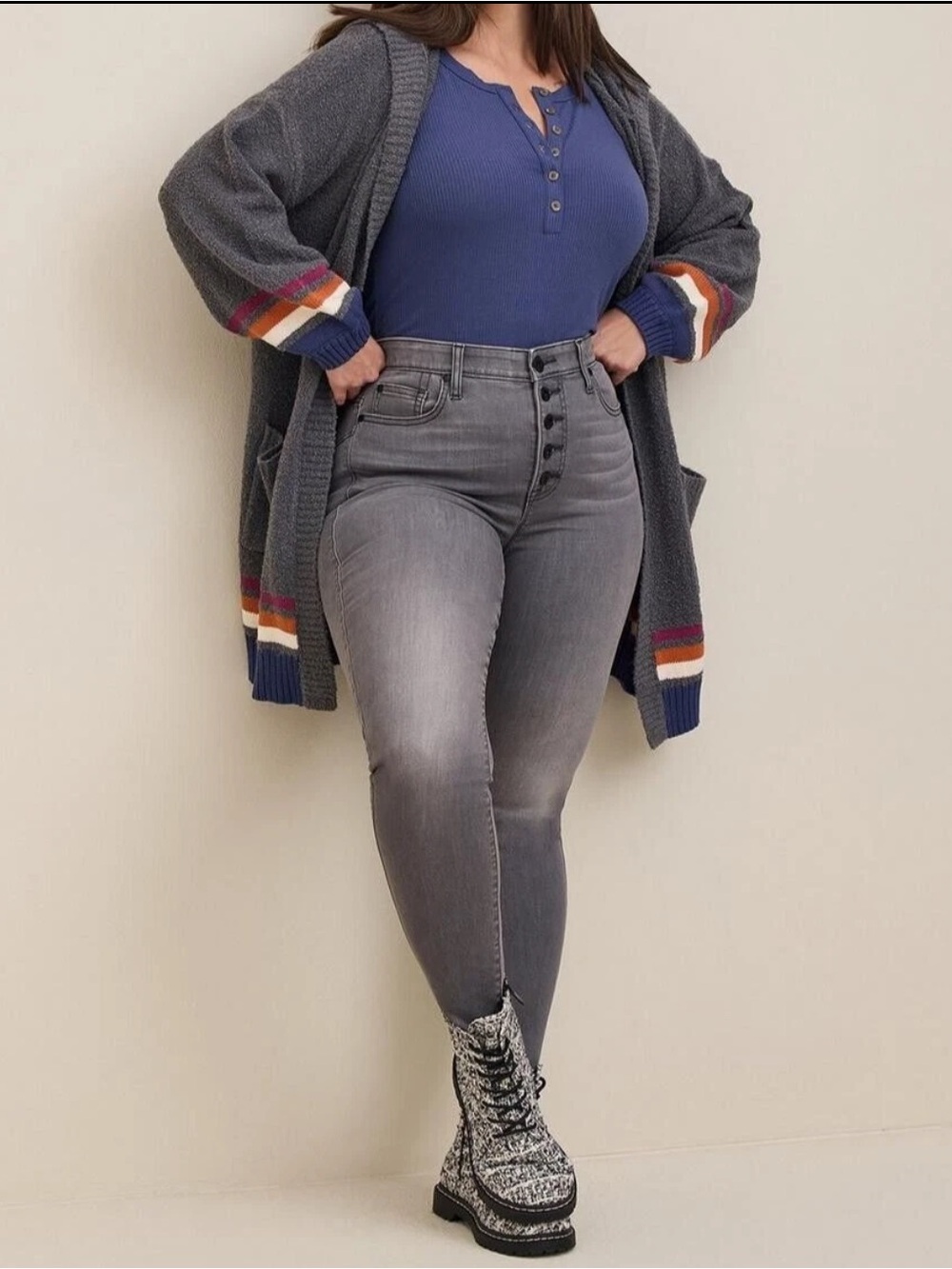 Torrid Open Front Textured Hooded Cardigan